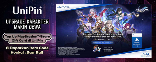 Top Up PlayStation Store Gift Card di UniPin & Dapatkan Item Code Honkai Star Rail